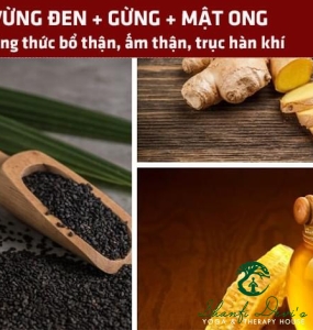 Món ăn bổ thận, ấm thận, tăng dương khí vừa đẩy hàn khí Với 1 nắm vừng đen + 3 lát gừng tươi + mật ong pha uống liền.